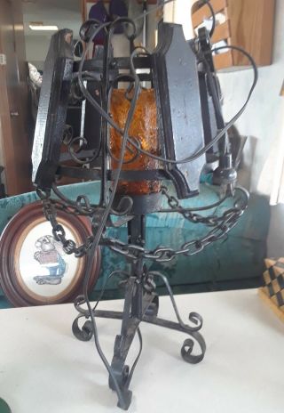 Gothic Wrought Iron Handel Shade Table Lamp