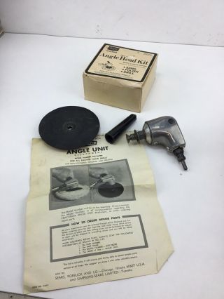 Vintage Sears Craftsman 2 Speed 90 Degree Angle Head Drive Drill Attachment Kit