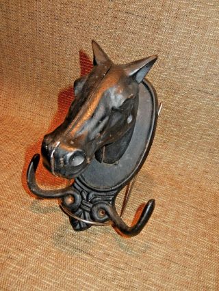 Vintage Cast Iron Horse Head Double Coat Hook