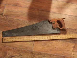 Henry Disston & Sons Antique Hand Saw D,  Pat.  June - 1874,  26”