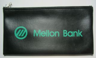 Mellon Bank - Pittsburgh Pa - Zippered Vinyl Bank Money Deposit Bag