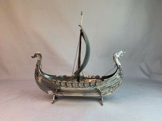 Sterling Silver Norwegian Viking Ship Golf Trophy Poss.  By David Andersen 393 g 2