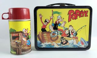 Vintage Popeye 1964 Metal Lunchbox W/thermos King - Seeley S.  S.  Olive Oil Brutus