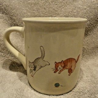 Vintage 1987 Hallmark Coffee Cup Mug Be Happy Just For Fun Cats Playing Mug Mate 2