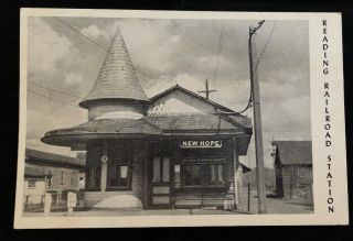 Vintage Real Photo Postcard Rppc Reading Railroad Station Hope Pa
