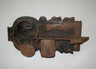 Old Antique Vtg 19th C 1800s Folk Art Hand Wrought Forged Iron Lock Pennsylvania