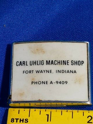 Barlow Advertising Tape Measure Fort Wayne,  Indiana Carl Uhlig Machine Shop Vtg