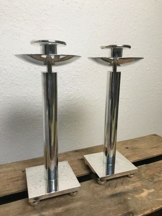 2 Swid Powell Silver Plate Candle Stick Designed By Richard Meier Rm Italy