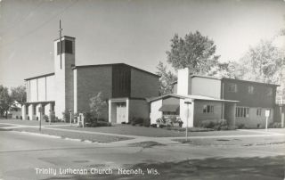 Vintage Rppc Trinity Lutheran Church Neenah Wisconsin Real Photo Postcard