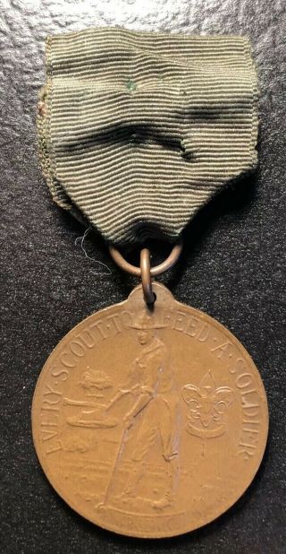 Very Rare,  1917 Wwi Boy Scouts Gardening Medal - Only 214 Given