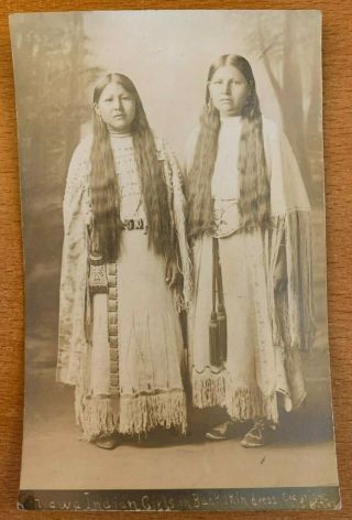 Kiowa Indian Girls Buckskin Dress 1913 Lawton Ok Edw Bates Photo Native American