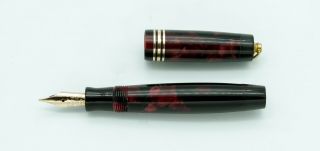 Parker,  Duofold Vest Pocket Ring Top Fountain Pen,  Burgundy & Black W/gf Trim