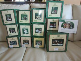 Dept 56 12 Days Of Christmas Dickens Village Set Of 13 - Includes Sign