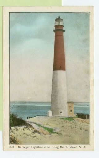 Vintage 1935 Wb Postcard Barnegat Lighthouse On Long Beach Island,  Jersey