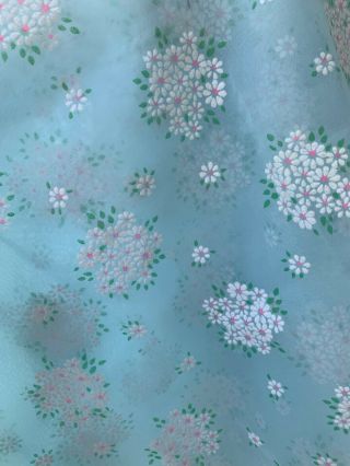 1.  5yds Of Blue Floral Vintage Flocked Fabric