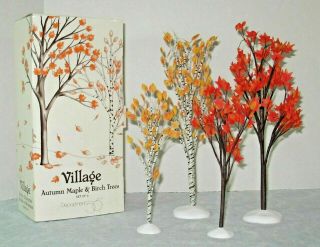 Department 56 Halloween Village Autumn Maple & Birch Trees (set Of 4) - Euc