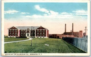 Massena,  York Postcard " Office Of The Aluminum Co.  " Factory Bldg View 1910