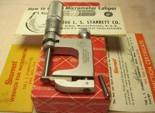 Vtg L.  S.  Starrett No.  220 Multi Anvil Micrometer Complete In Orig.  Box W/papers