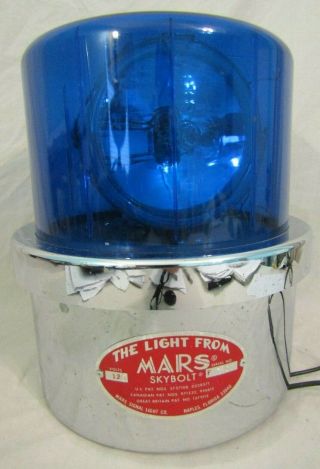 RARE 120 VOLT VINTAGE THE LIGHT FROM MARS SKYBOLT REVOLVING BLUE LIGHT NOT 12V 3