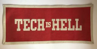 1920s - 30s Vintage Tech Is Hell Banner Mit 33 " X 14 " Pennant
