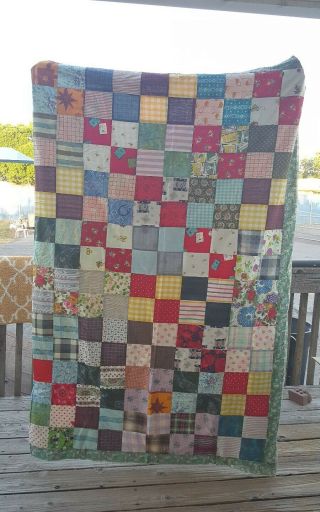 Vintage Hand Sewn Quilt Top 85 " X77 ",  1950s Or Earlier