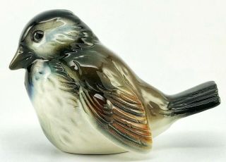Vintage Goebel West Germany Porcelain Sparrow Bird Figurine Brown Blue Black 2