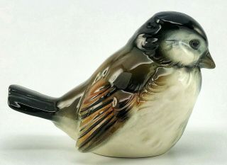 Vintage Goebel West Germany Porcelain Sparrow Bird Figurine Brown Blue Black 4