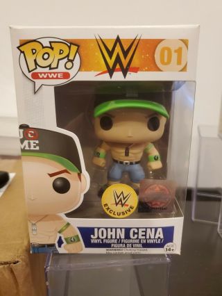 Funko Pop John Cena.  Wwe Exclusive.  Green Hat Rare.  Check Pics.  In Hard Stack