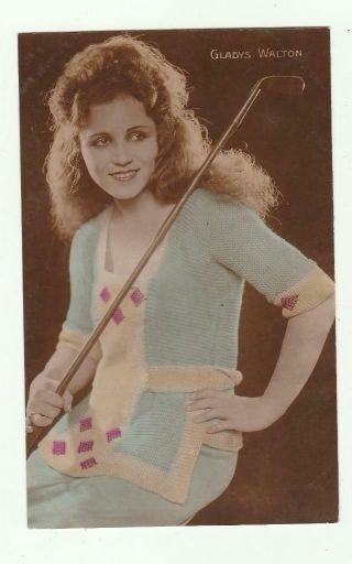 Vintage Tinted Real Photo Movie Star Postcard Gladys Walton