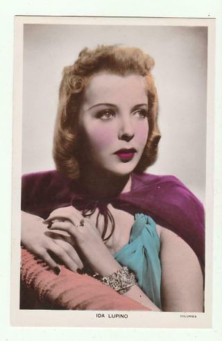 Vintage Tinted Real Photo Movie Star Postcard Ida Lupino