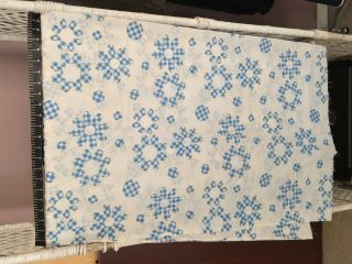 Vintage Fabric Flocked Blue White checkered Daisy Flower Semi Sheer 2 yards 3