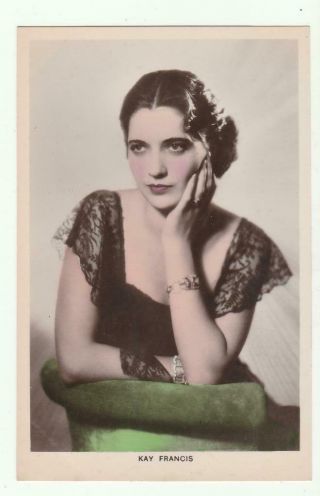 Vintage Tinted Real Photo Movie Star Postcard Kay Francis