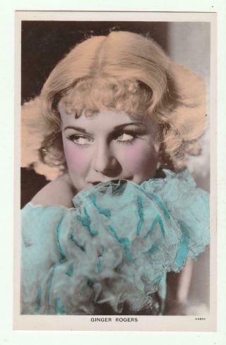 Vintage Tinted Real Photo Movie Star Postcard Ginger Rogers