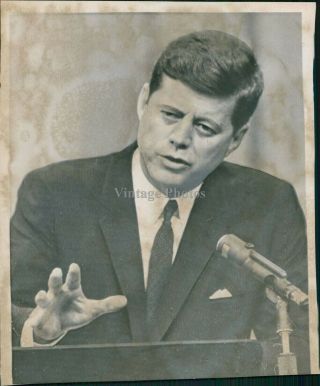 1961 Press Photo President Jfk John F Kennedy Warning Russia Democratic 7x7
