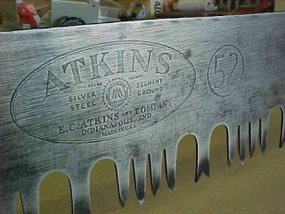 Vintage Atkins 7 Ft.  52 Cross Cut Saw 84 In.  Lance Tooth Pattern Crosscut Saw
