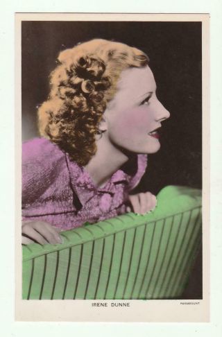 Vintage Tinted Real Photo Movie Star Postcard Irene Dunne