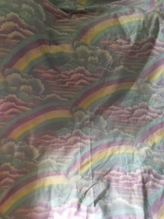 Vintage 80s Pastel Rainbow Clouds Sky Twin Flat Sheet Fairy Kei purple Blue Pink 6