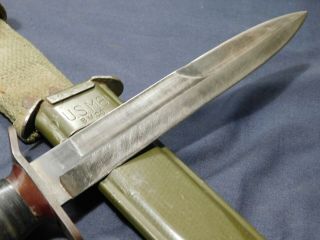 A,  WWII US M3 Trench Fighting Knife Imperial Guard Mrk in M8 Scbd Dagger 4