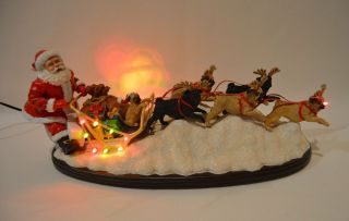 Danbury Christmas Dashing Through The Snow Santa Pug Dog Reindeer Figurine
