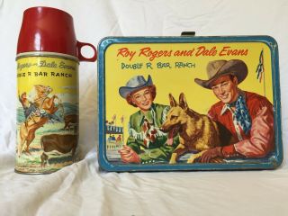 Roy Rogers And Dale Evans Double R Bar Ranch 1957 American Thermos Lunchbox