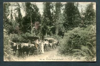 Hawaii,  Volcano Road And Stage,  Hand Tinted In Japan,  Wob,  Pub Hilo Drug Co.  No.  89