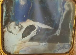 Post Mortem Child In Bed Sixth 1/6 Plate Daguerreotype Photo Infant Baby 2