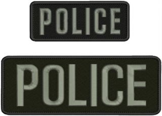 Police Embroidery Patch 3x8 2x5 Hook Grey Letters