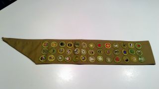 Vintage 1940s - 1950s Boy Scout Sash With 36 Merit Badges