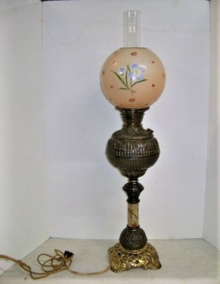 Antique P&a Banquet Oil Lamp Electrified