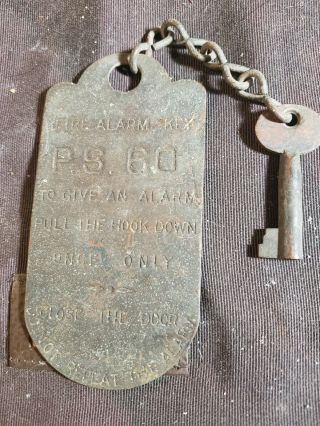 Circa 1860 Brass Fire Alarm Box Key Fob J Key Fire Department Fdny Rare