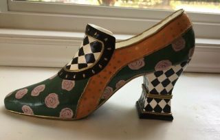 Heavy Ceramic Ladies Victorian Shoe Decor,  Bookend Large 10” X 5”