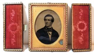 1/4th Plate Ambrotype Photo,  Young White Man,  Very Rare Double - Door Split Case