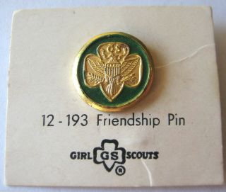 Vintage 1960 - 1979 Girl Scout Friendship Pin Gold Eagle International Swap
