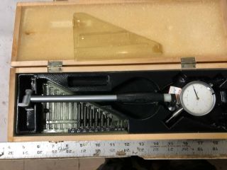 Machinist Tool Lathe Mill Machinist Dial Bore Gage Gauge In Wood Case